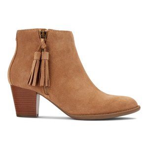 Vionic Madeline Weather Resistant Tan Leather Suede Heel Ankle Boots 8.5
